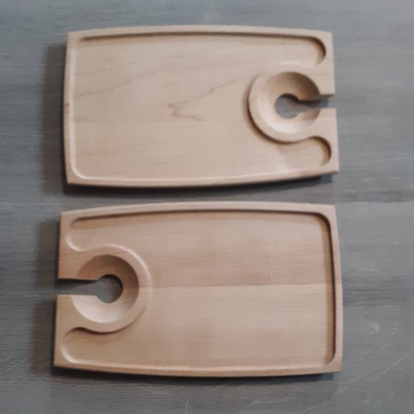 Pair of Crate & Barrel natural finish wooden appetizer trays - Picture 1 of 2